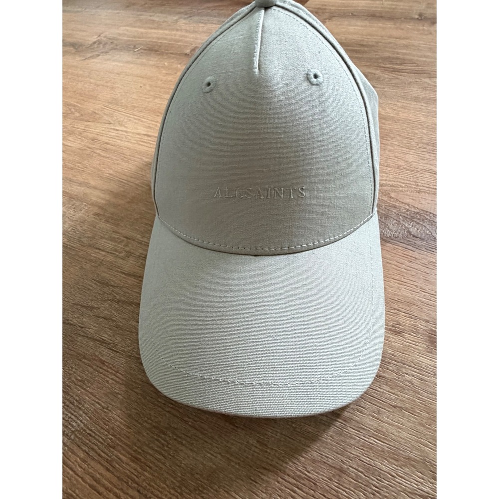 AllSaints Logo Baseball Cap Light Beige Cotton Adjustable Hat